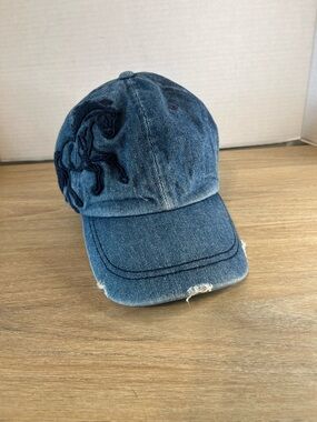 Denim Blue Embroidered Baseball Cap - Unbranded